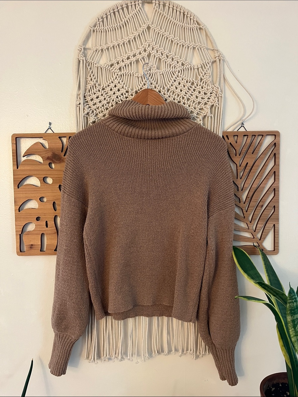 Bohme Cozy Turtleneck Knit Sweater - Brown Small